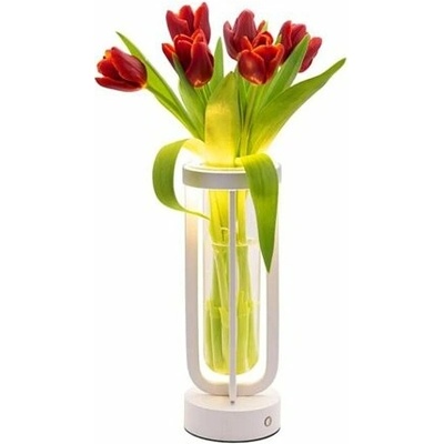 Akumulátorová stolná lampička v tvare vázy biela 26 cm LP-FL-WT