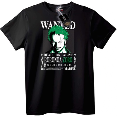 NOONEBRAND Тениска Wanted Roronoa Zoro 32B Беррис - M, White