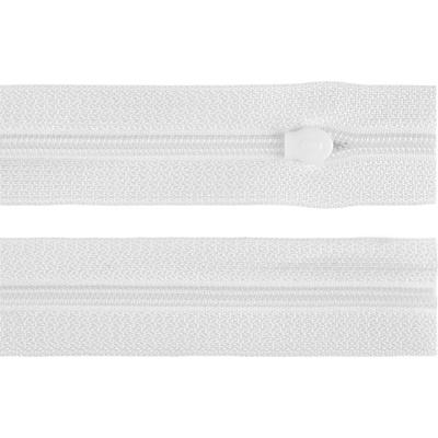 Zip spirálový No 3 s jezdcem neukončený délka 100 cm, malé, bílá