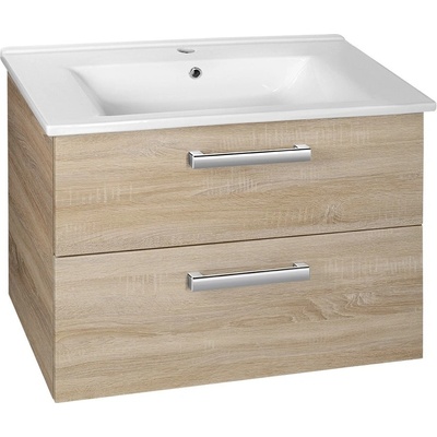 Aqualine VEGA umývadlová skrinka 72x57,6x43,8 cm, 2xzásuvka, dub platin