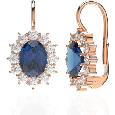 Couple Velkolepé náušnice Diana s tmavě modrými zirkony růžové zlato náušnice 6850006-4-0-2