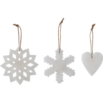 Bloomingville Комплект от 3 бели висящи коледни декорации Otta - Bloomingville (82052626)