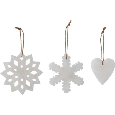 Bloomingville Комплект от 3 бели висящи коледни декорации Otta - Bloomingville (82052626)