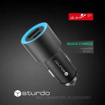 Sturdo Зарядно за автомобил Car Charger Sturdo, USB Type C 2.4A + USB 2.1A, QC 3.0