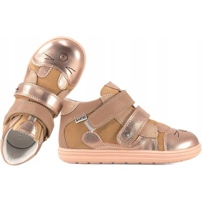 Bartek 8631178 barefoot dívčí polobotky kotníkové boty kožené na suchý zip