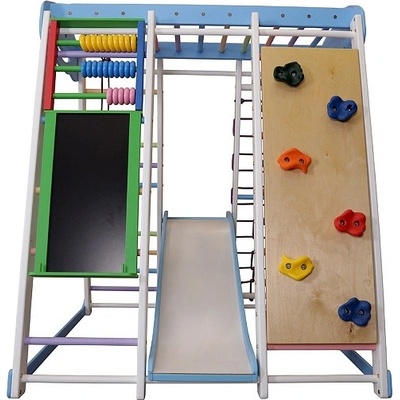 KinderSport hrací sestava SkyPlus3 Wave s ribstole, skluzavkou a lezeckou stenou