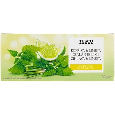 Tesco Bylinkový čaj kopřiva a limeta 20 x 2 g