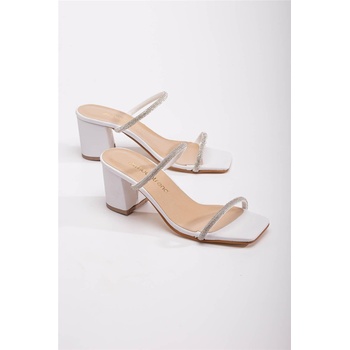 Moda Trend Дамски чехли с декоративни камъчета - Бели #370792 (370792_Бяло)