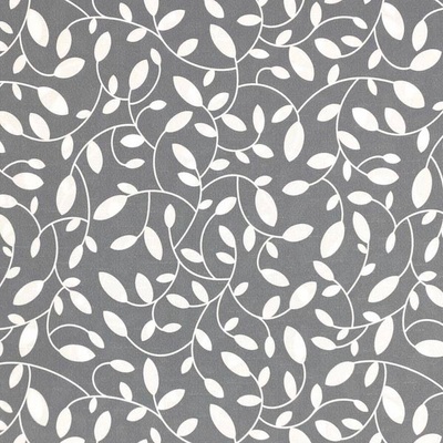 Dekoračná látka s teflónovou úpravou sivá, biele listy, š.160