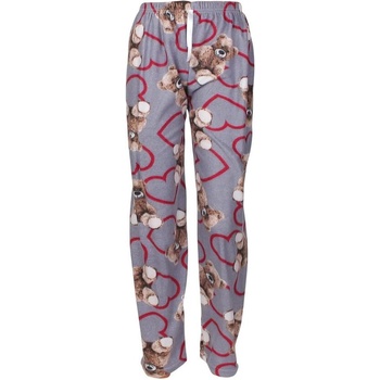 Дамско поларено долнище на пижама в сиво с мечета