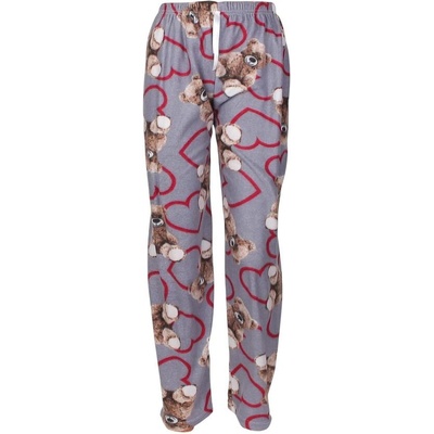 Дамско поларено долнище на пижама в сиво с мечета