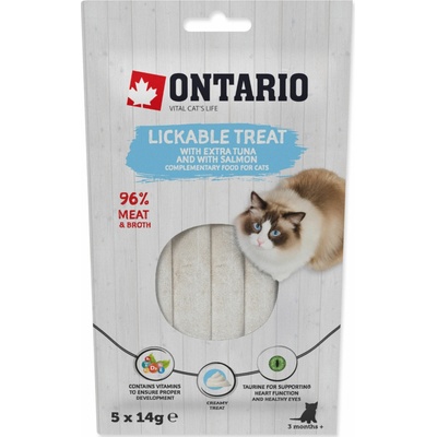 Ontario cat Pochúťka na lízanie tuniak s lososom 5 x 14 g