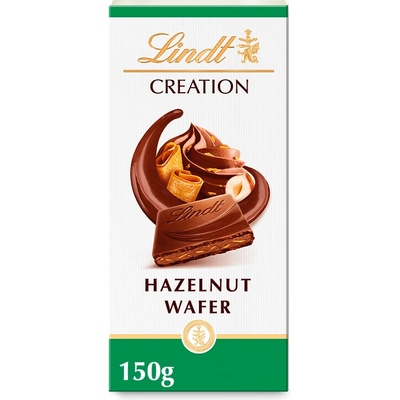 Lindt CREATION mliečna čokoláda s náplňou z mandľovo-lieskovoorieškového krokantu a kúskov wafle 150 g