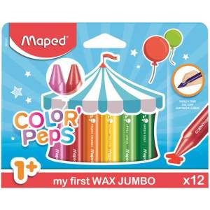 Maped Мазен пастел, дебел, MAPED "ColorPeps MAXI Wax", 12 различни цвята 861311 (861311)
