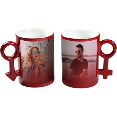Sablio Magické hrnky pro páry s vlastnim potiskem On a ona červené 270 ml