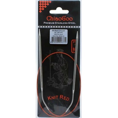 ChiaoGoo Knit Red ergonomické fixní kruhové jehlice 60 Cm 4mm