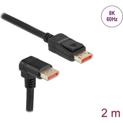 Delock DisplayPort кабел с прав конектор - конектор 90, извит надолу 8K 60 Hz 2 м