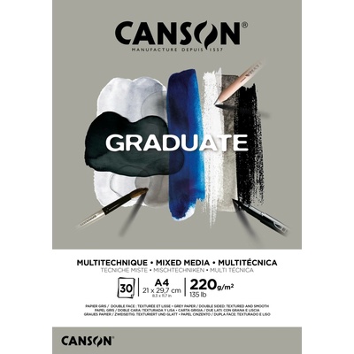 Canson Graduate Mixed Media Grey Skicár v lepenej väzbe A4 220g 30 listov