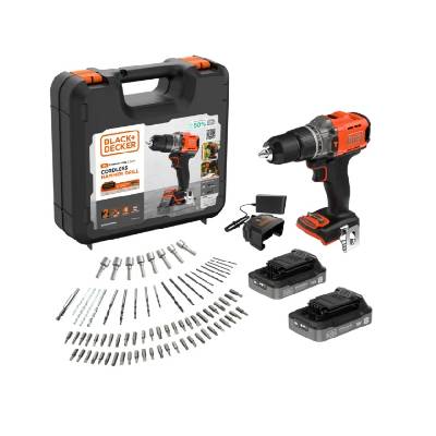 Акумулаторна ударна бормашина Black+Decker 18V, 2x2Ah BCD383D2XKA (BCD383D2XKA)