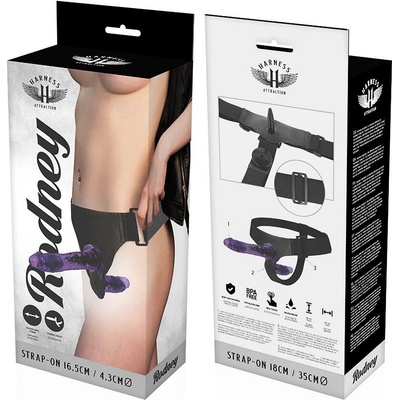 Harness Attraction Rodney Double Purple Vibrator 18 x 3.5 cm