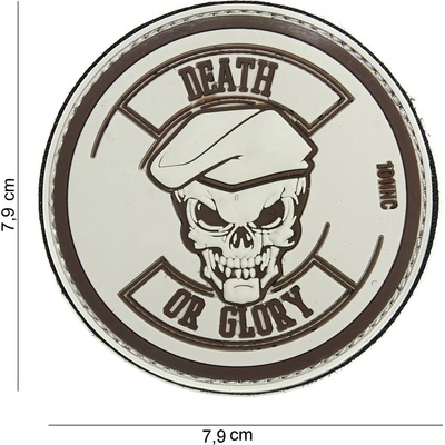 Gumová nášivka 101 Inc nápis Death or Glory - béžová