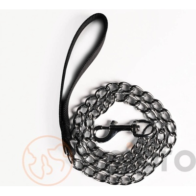 Anipro - Повод синджир за кучета, 4.8 мм/110 см. с дръжка черна лента