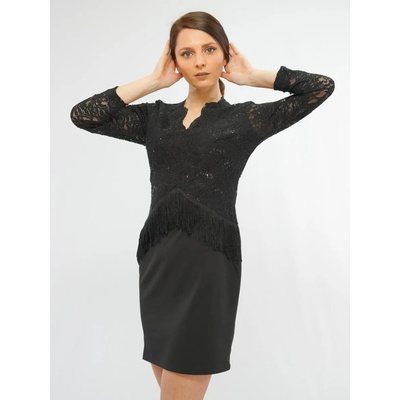 Radek's Collection Дамска дантелена черна рокля с ресни 7814