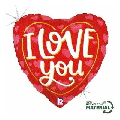 GRABO Srdce červené I Love You 14" 36cm fóliový balónek nafukovací