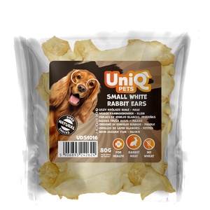 Uniq Pets Dog Snacks Rabbit Ears 80g - малки бели заешки уши за дъвчене