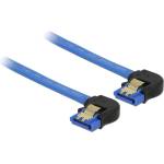 Delock SATA кабел Delock, 6 Gb/s, конектор, SATA конектор с извивка надолу, 20 см, син със златист цвят