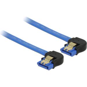 Delock SATA кабел Delock, 6 Gb/s, конектор, SATA конектор с извивка надолу, 20 см, син със златист цвят