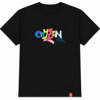 CityZen Matyáš dětské balvněné triko s nápisem Cityzen kulatý výstřih černé