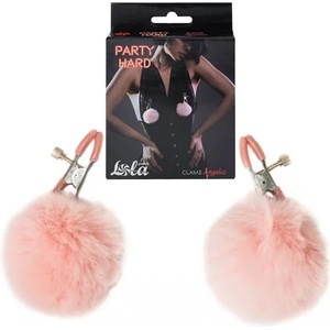  Щипки за зърна с пух, регулируеми и игриви - Party Hard Angelic Pink (1140-02LOLA)