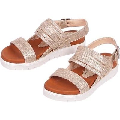 Дамски велурени сандали в златисто