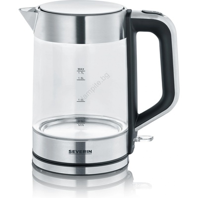 Severin WK 3420 - Електрическа кана 1, 7 л, 2200 W/230 V, неръждаема стомана/стъкло (BV0124)