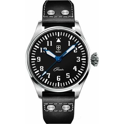 Biatec Corsair Vintage 01 - Čierny kožený pilot remienok