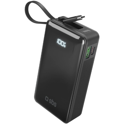 SBS SBS Power Bank 10000 mAh с вграден USB-C кабел Черно (TTBB10000LCDTCPD20K)