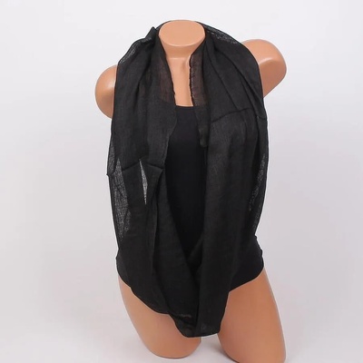 Дамски кръгъл шал в черно