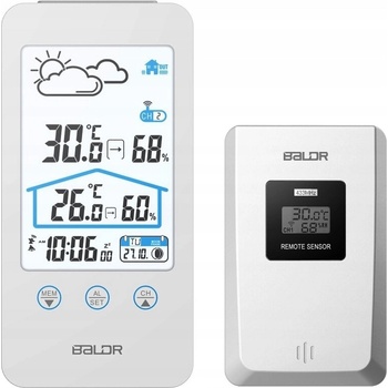 Meteorologická stanica Snímač LCD Alarm Hodiny Baldr B201WH