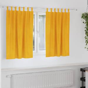 Pure Line Home Кадифени завеси в цвят шафран с текстилни гайки (уши), 2 бр. , 140 x 140 см