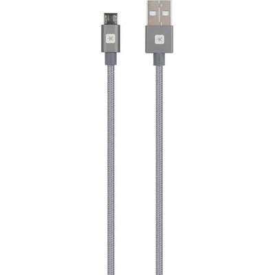 Кабел Skross, USB-A - microUSB, Метална оплетка, 1.20 м, Сив (SKCA0010A-M120CN)