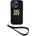 DKNY Stack Logo Wrist Strap Leather Hard Case - дизайнерски кожен кейс с връзка за носене за iPhone 15 Pro (черен)