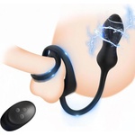 SuperLove E-Stim Dual Cock Ring & Prostate Massager with Remote Black