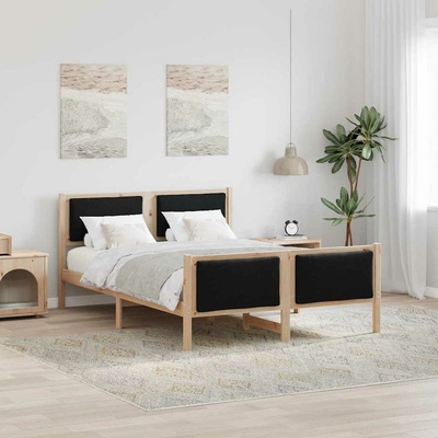 vidaXL Rám postele s čelo Černá textil