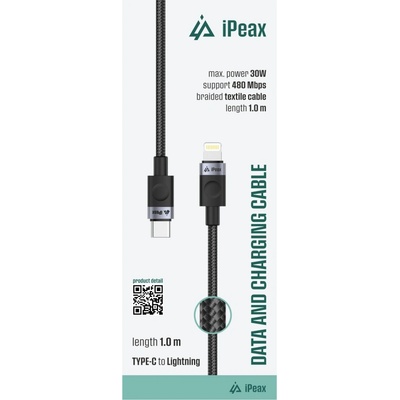 iPEAX 90010102 USB-C/Lightning 1m černý