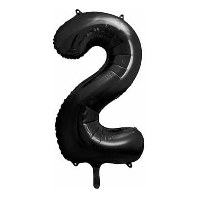PartyDeco Fóliový balón Číslo 2 čierny 86cm