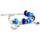 Murano náramek z vinutých perel Dora tmavě modrá 10001810503