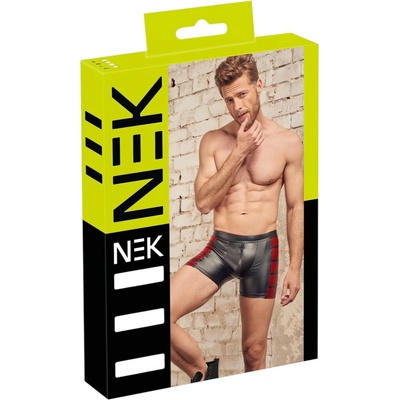 NEK pánske boxerky na zips čierne s červenými bočnými vložkami