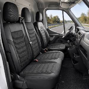 PANDA Комплект луксозна тапицерия panda за renault master iv 2024- / nissan interstar 2024-, Еко кожа и текстил, Черно/Сиво