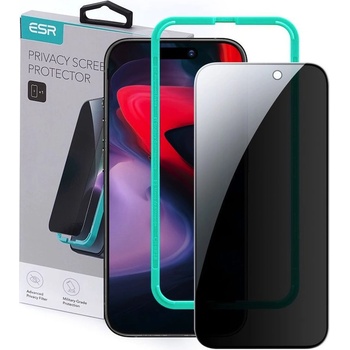 Image 1 of ESR Privacy Full Cover Tempered Glass - калено стъклено защитно покритие с определен ъгъл на виждане за дисплея на iPhone 15 Pro (черен-прозрачен)